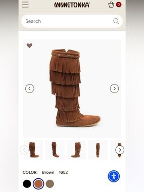 Minnetonka 1652 Women's 5 Layer Fringe Brown Suede Knee High BOOTS - size 8